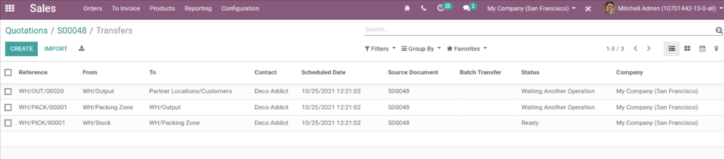 Odoo Inventory Application