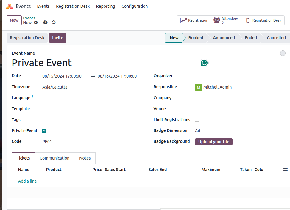 Manage Public & Private Events in Odoo