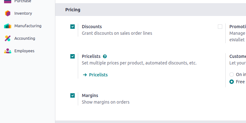 Default Odoo Pricelist for Customers